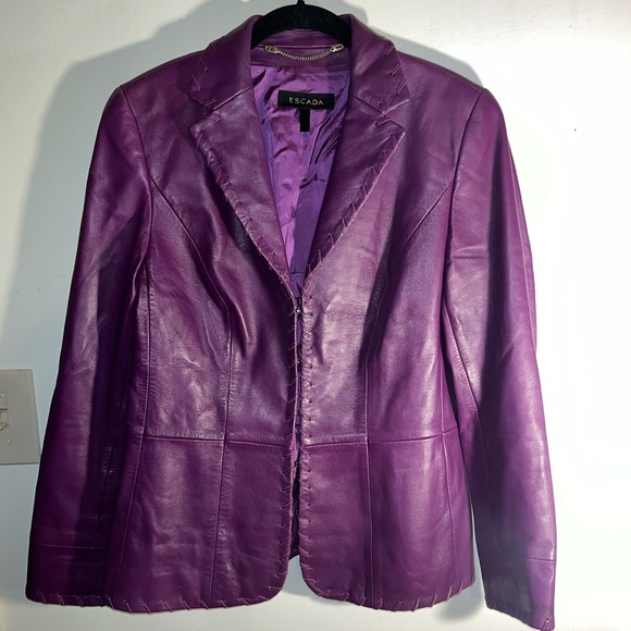 Escada Purple Leather Napa Blazer